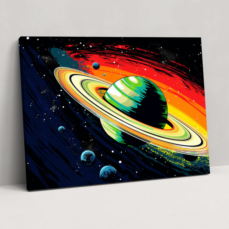 Pop Art Saturn Canvas Print - Earth, Bold Colors, Wall Art, Fun And Vibrancy