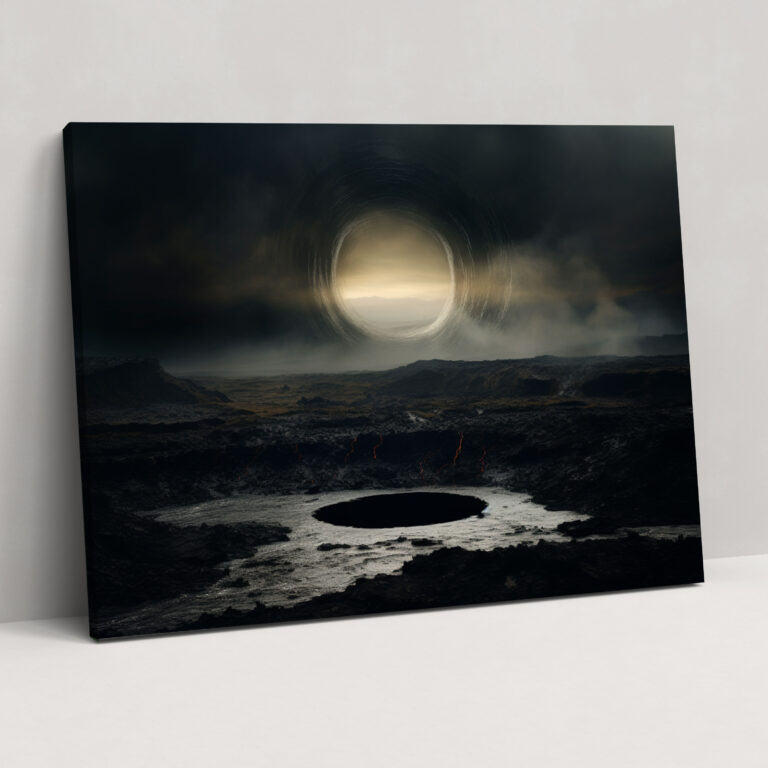 Ethereal Enigma Canvas Print - Earth, Wall Art, Thought-Provoking, Black Hole
