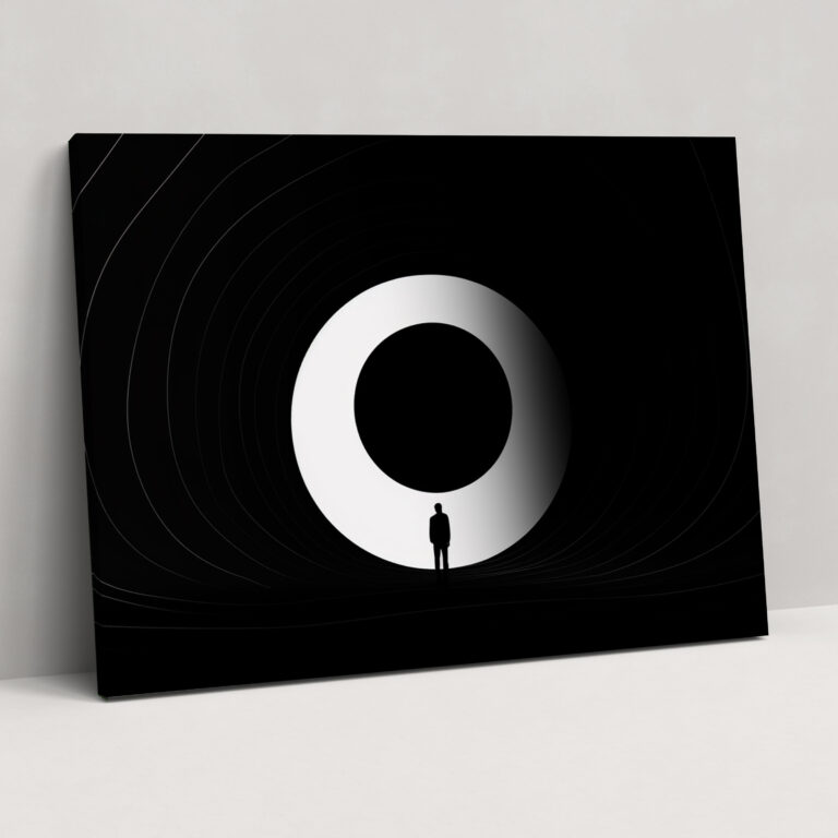 Minimal Black Hole Canvas Print - Earth, Simplistic Silhouette, Wall Art, Home Decoration