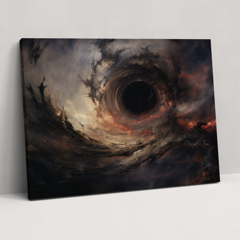 Cycle Of Creation Black Hole Canvas Print - Earth, Black Hole Devouring Galaxies, Wall Decoration, Canvas
