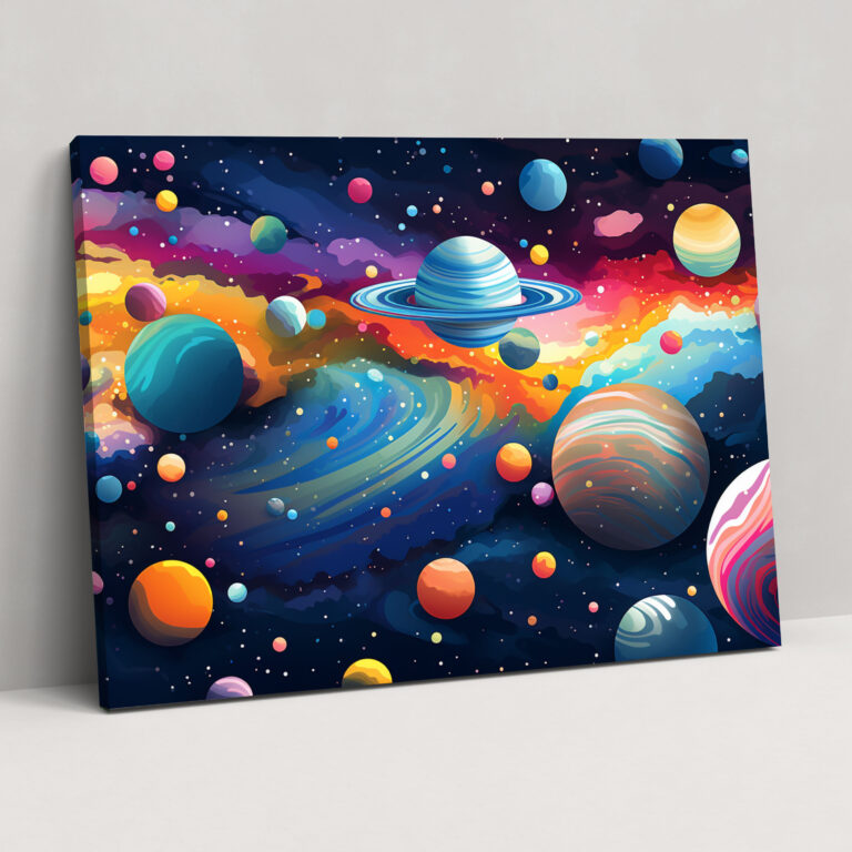 Planets Pop Art Canvas Print - Earth, Wall Decoration, Pop Art, Colorful Planets