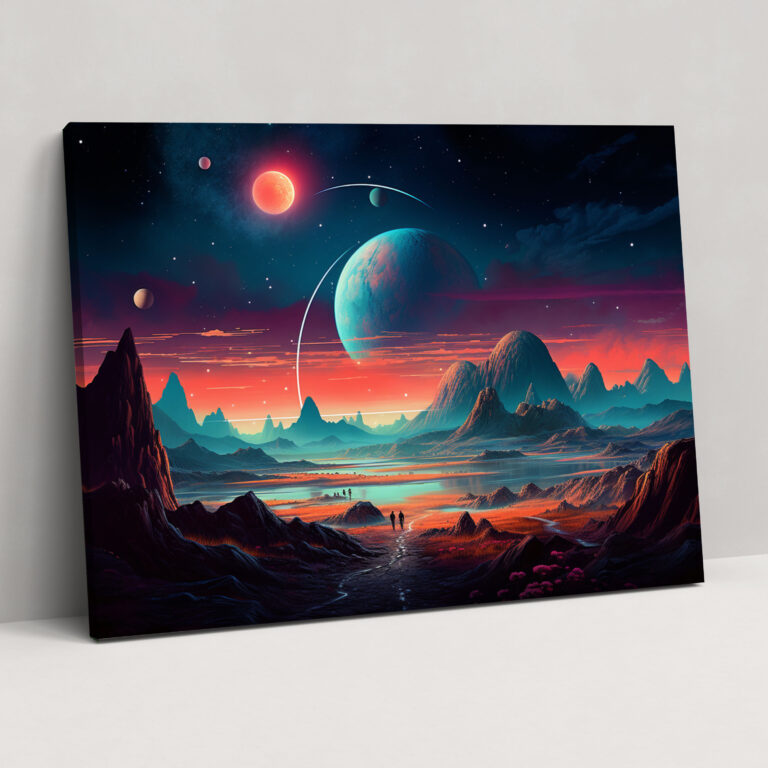 Vintage Planets Canvas Print - Earth, Wall Decoration, Vintage Charm, Home Decoration