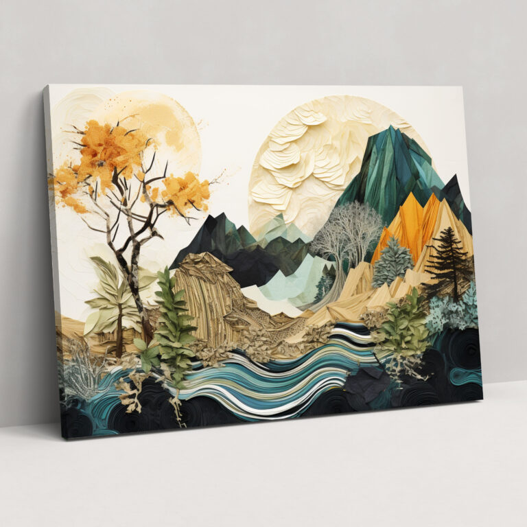Earth Abstract Collage Wall Art - Earth, Wall Art, Mountains, Abstract Collage
