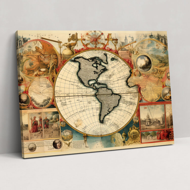 Earth Vintage Maps Canvas Print - Earth, Wall Decoration, Historical Significance, Home Decoration