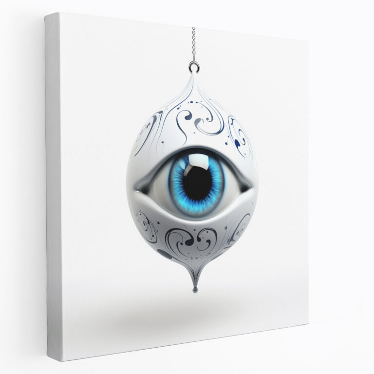 Minimalist Evil Eye Bead Canvas Print - Evil Eye Bead, Digital Illustration, Canvas, Wall Decoration