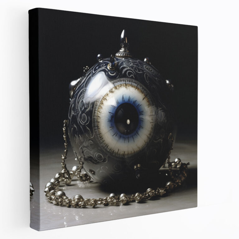 Realistic Evil Eye Bead Oil Painting - Evil Eye Bead, Wall Decoration, Shadows, Canvas