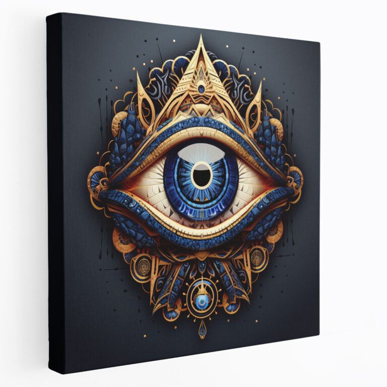 Geometric Evil Eye Bead Canvas Print - Evil Eye Bead, Mesmerizing Symmetry, Wall Decoration, Precision