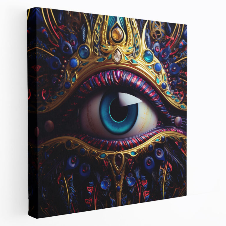 Evil Eye Bead Canvas Print - Evil Eye Bead, Elegance, Close-Up Digital Artwork, Wall Decoration