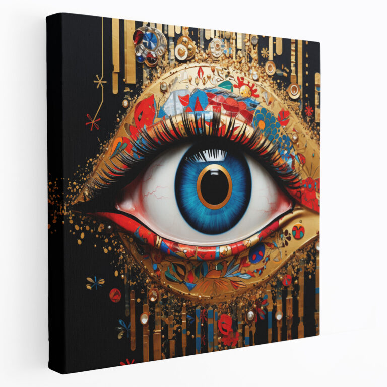 Evil Eye Bead Canvas Print - Evil Eye Bead, Vibrant Patterns, Wall Art, Canvas