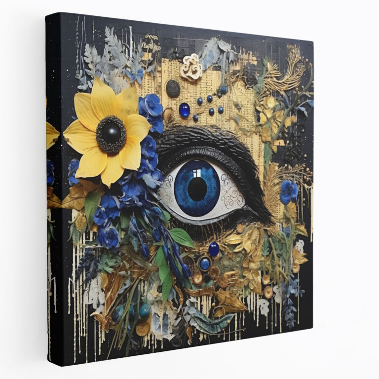 Contemporary Evil Eye Bead Canvas Print - Evil Eye Bead, Wall Decoration, Evil Eye Bead, Home Decoration