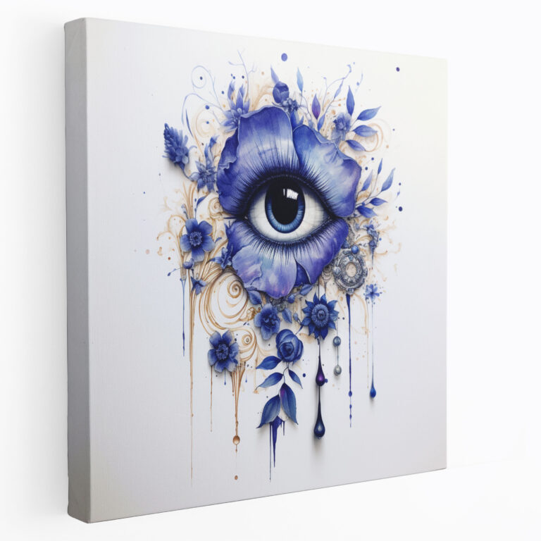 Watercolor Evil Eye Bead Canvas Print - Evil Eye Bead, Wall Art, Wall Decoration, Canvas Print