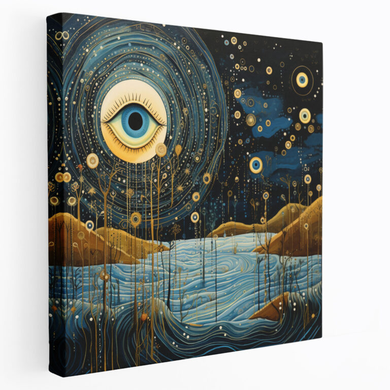 Whimsical Evil Eye Bead Canvas Print - Evil Eye Bead, Wall Art, Canvas Print, Evil Eye Bead