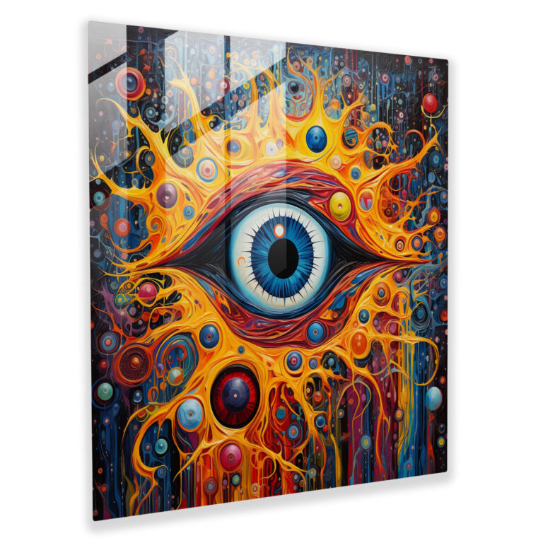 Evil Eye Bead Glass Print - Evil Eye Bead, Glass Art, Wall Decoration, Glass Print