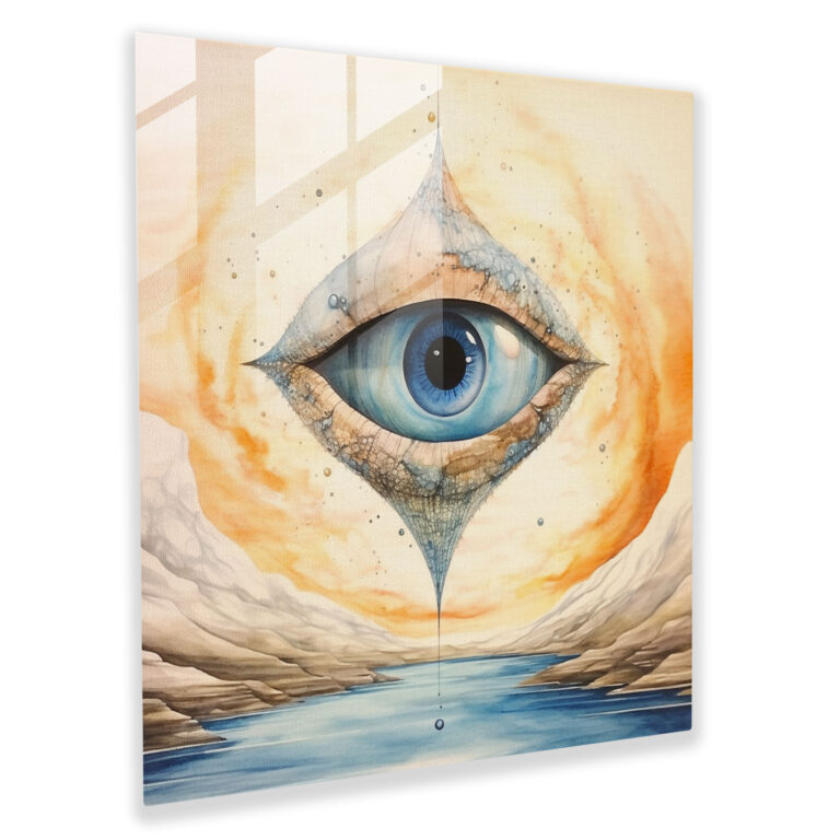 Ethereal Evil Eye Bead Glass Print - Evil Eye Bead, Glass Wall Art, Glass Print, Home Decoration
