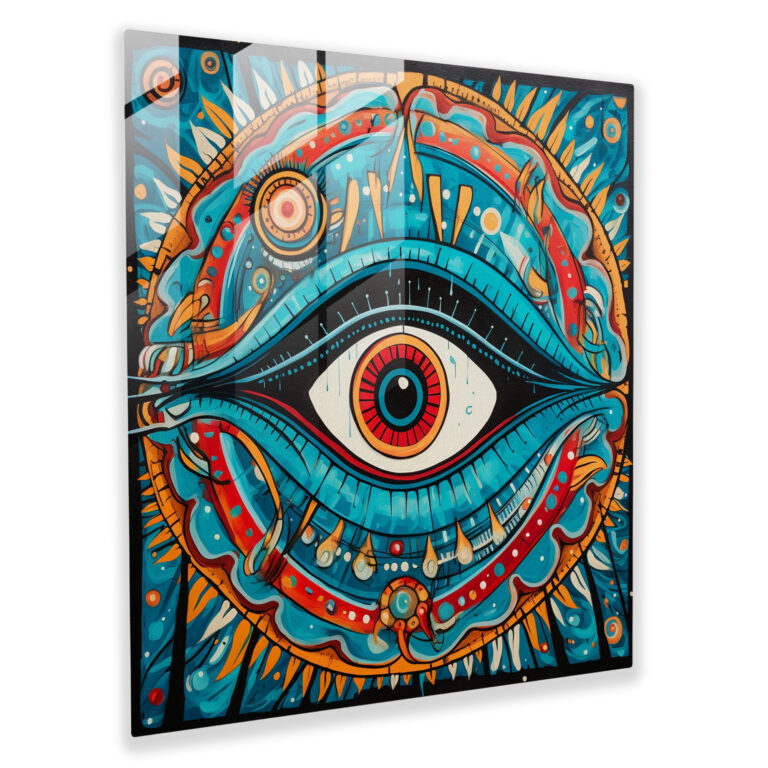 Evil Eye Bead Glass Wall Art - Evil Eye Bead, Wall Decoration, Protection Symbol, Evil Eye Bead
