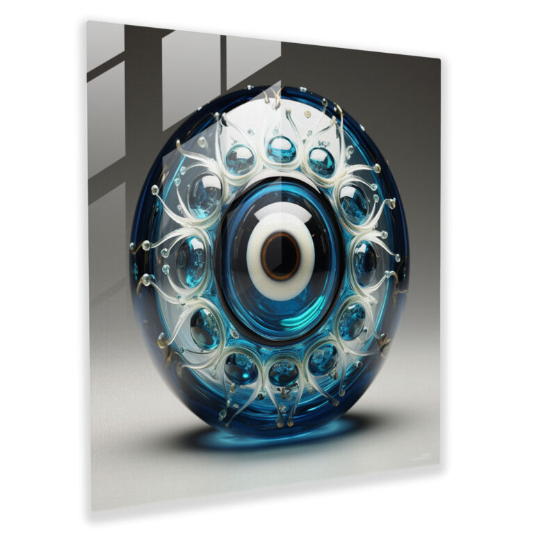 Contemporary Evil Eye Bead Glass Sculpture - Evil Eye Bead, Symbol Of Protection, Glass Sculpture, Positive Energy