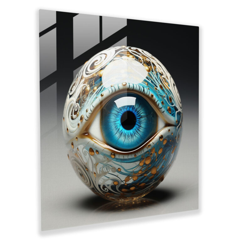 Ethereal Evil Eye Bead Glass Painting - Evil Eye Bead, Home Decoration, Modern Art, Glass Art