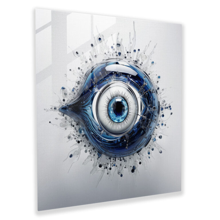 Evil Eye Bead Glass Wall Mural - Evil Eye Bead, Wall Mural, Wall Decoration, Glass Art