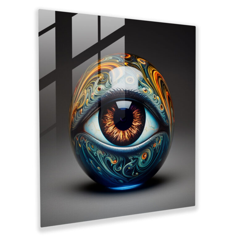 Captivating Evil Eye Bead Glass Painting - Evil Eye Bead, Evil Eye Bead, Captivating Gaze, Modern Art