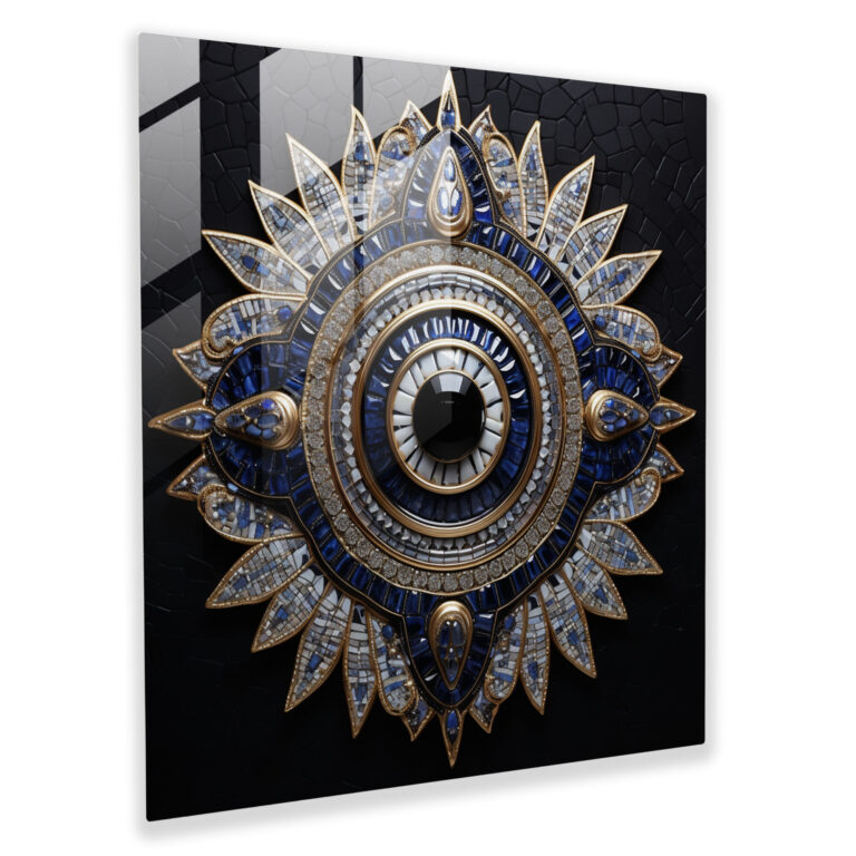 Contemporary Evil Eye Bead Glass Mosaic - Evil Eye Bead, Symbol Of Protection, Glass Art, Home Decoration