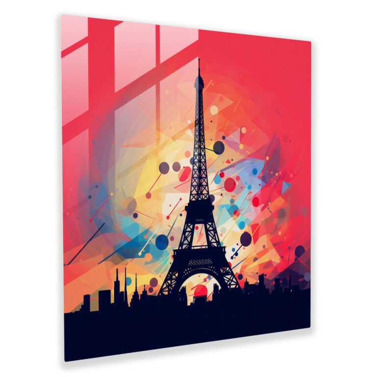 Striking Silhouette Eiffel Tower Glass Wall Art
