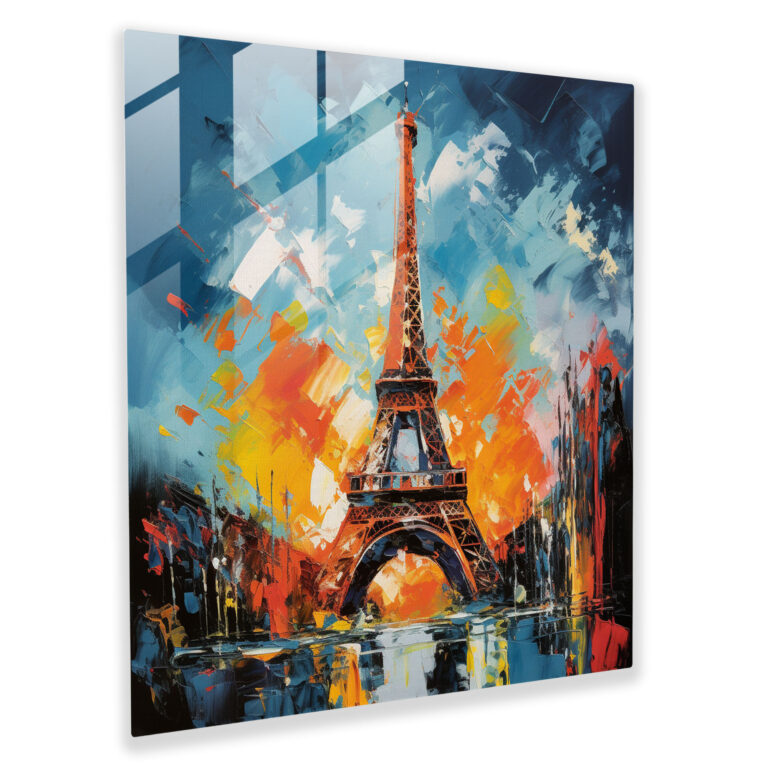 Vibrant Silhouette Glass Art - Eiffel Tower