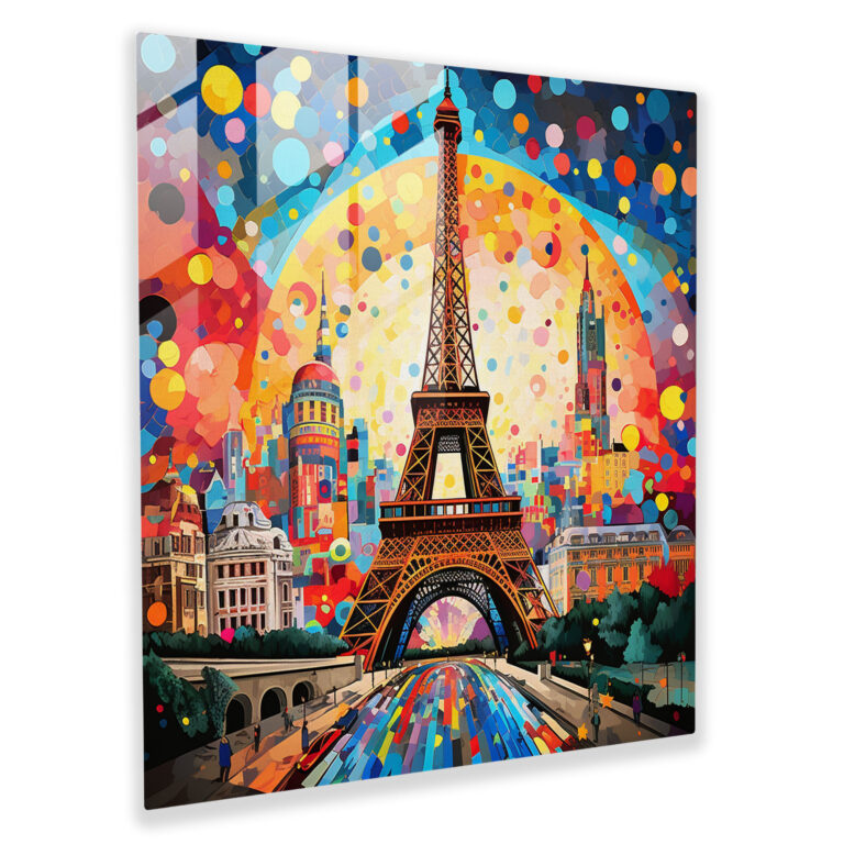Pop Fusion: Eiffel Tower Glass Print - Retro Pop Art Collage