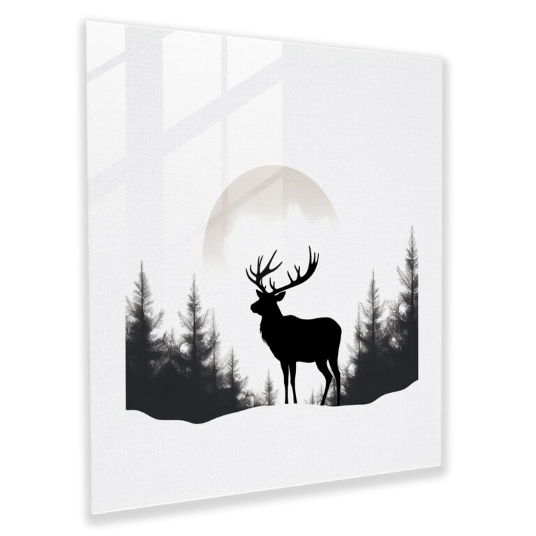 Glass Print: Minimalist Elk - Elk, Glass Wall Art, Glass Print, Line Drawing