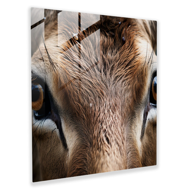 Majestic Gaze Glass Print - Elk, Modern Art, Glass Art, Mystery