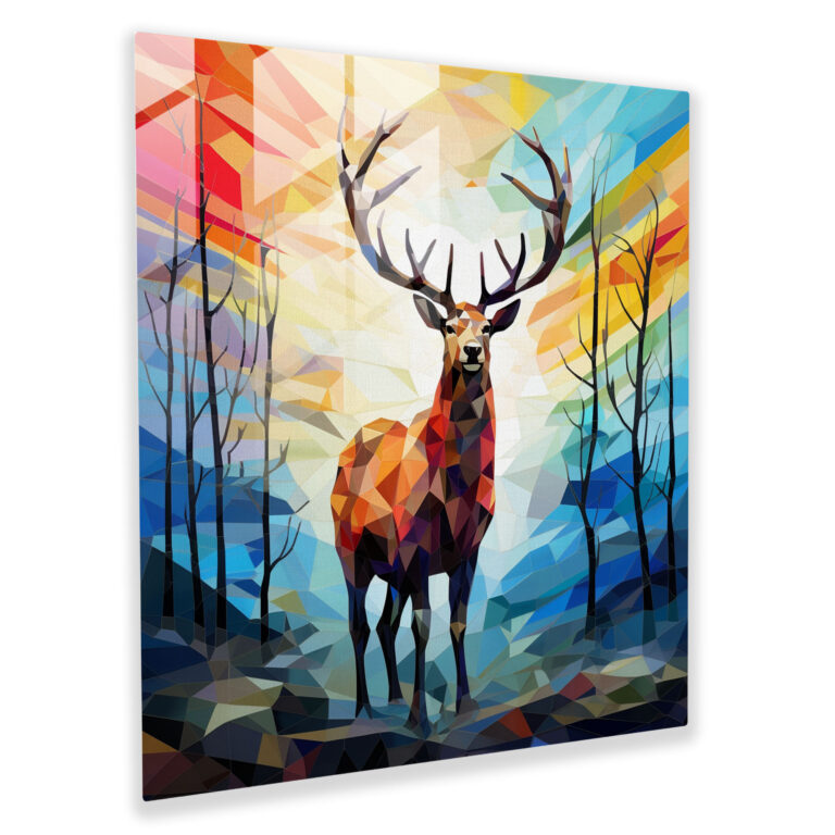 Colorful Shards Elk Glass Print - Elk, Glass Art, Home Decoration, Modern Art