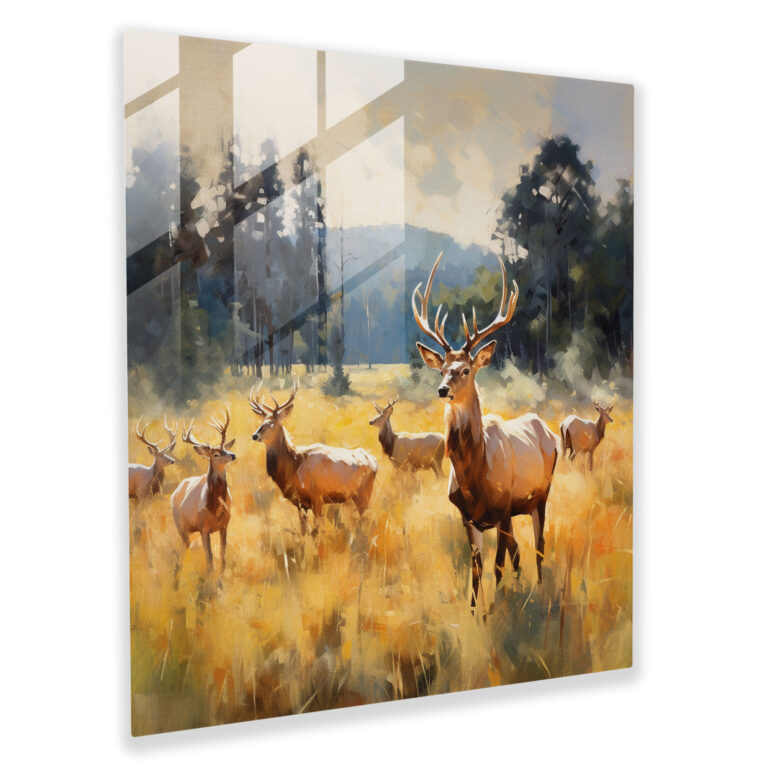 Impressionist Elk Glass Print - Elk, Meadow, Glass Art, Elk
