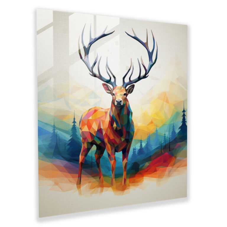 Geometric Elk Glass Print - Elk, Wall Decoration, Glass Art, Glass Print