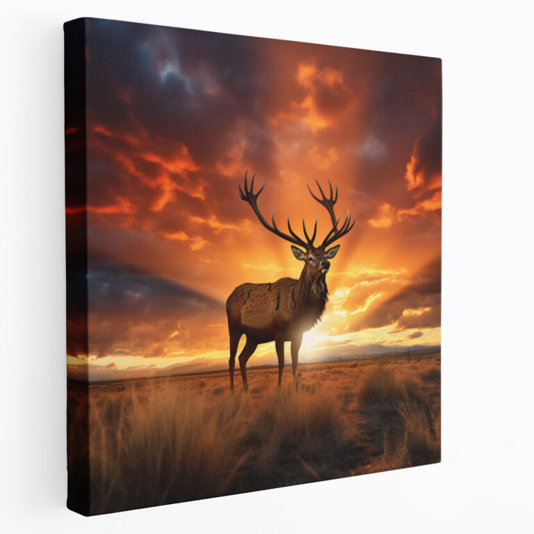 Sunset Elk Canvas Print - Elk, Elk Wall Decoration, Canvas Wall Art, Home Decoration