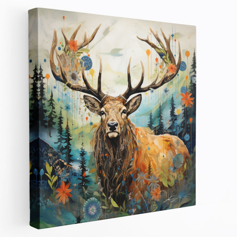 Mixed Media Elk Canvas Print - Elk, Elk Wall Art, Elk Canvas Print, Elk Wall Decoration