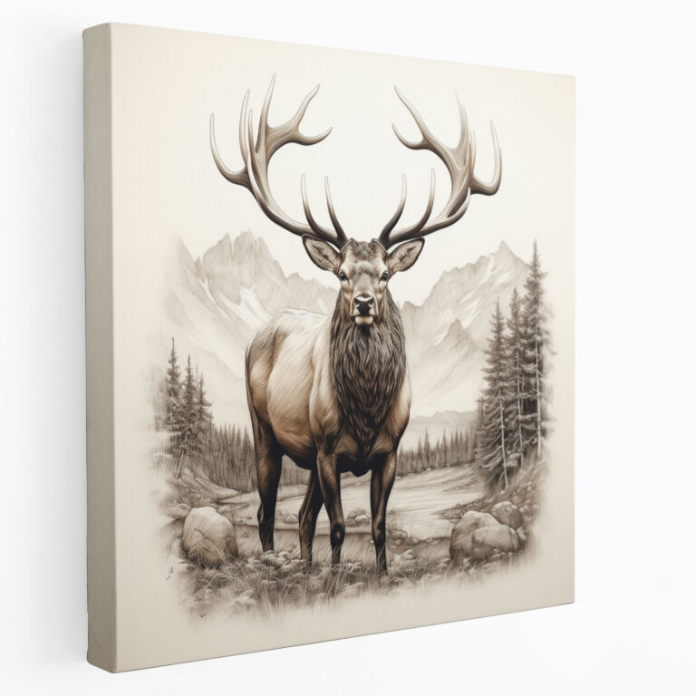 Realistic Elk Canvas Print - Elk, Elk Wall Art, Home Decoration, Canvas Wall Art