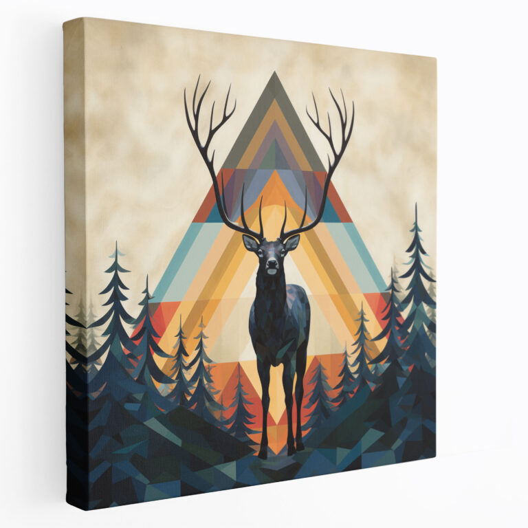 Elk Wall Art - Modern Geometrics - Elk, Canvas Print, Home Decoration, Minimalist Artwork