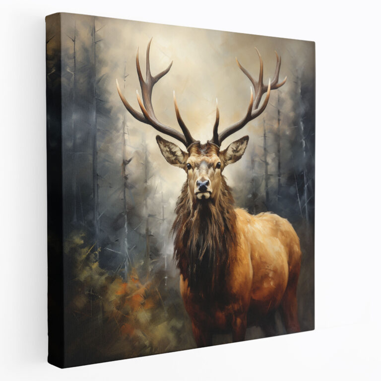 Elk Wall Art - Oil Painting On Canvas - High Quality Print - Elk, Elegant, Canvas Wall Art, Canvas Print