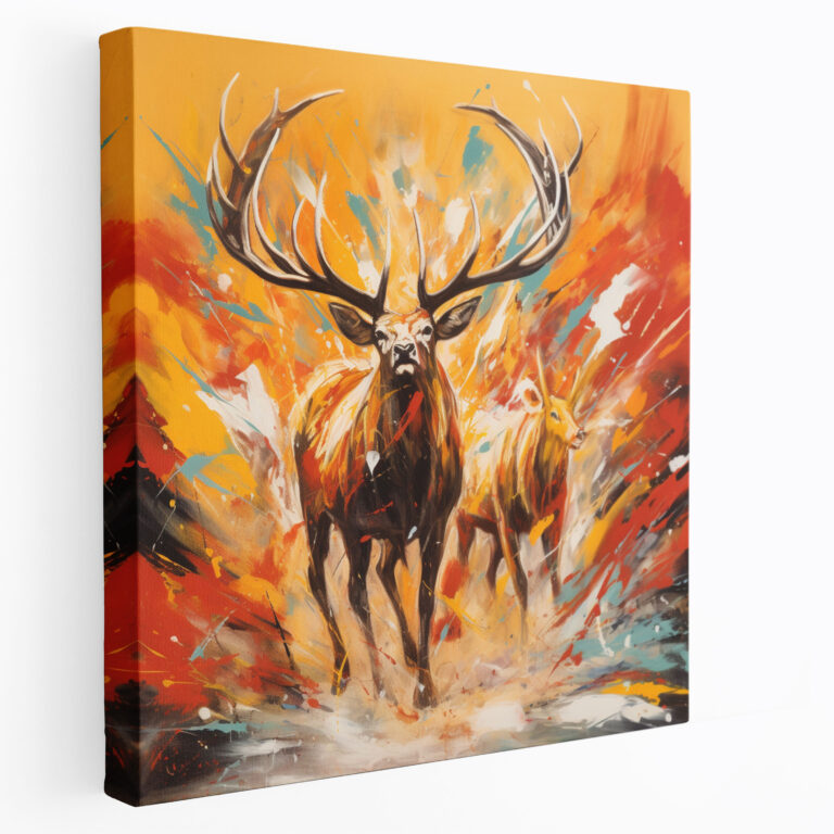 Elk Wall Art - Abstract Acrylic Painting - High Quality Canvas Print - Elk, Elk, Wall Art, Abstract Acrylic Painting