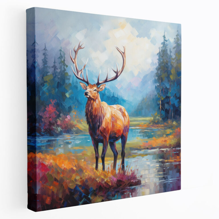 Elk Canvas Print - Serene Impressionist Painting - Wall Art - Elk, Home Decoration, Canvas Print, Colorful Landscape