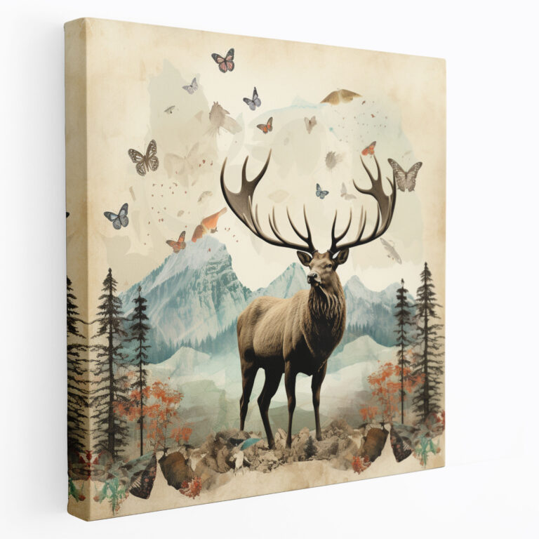 Elk Canvas Print - Eclectic Collage - Elk, Eclectic Collage, Elk, Canvas Print