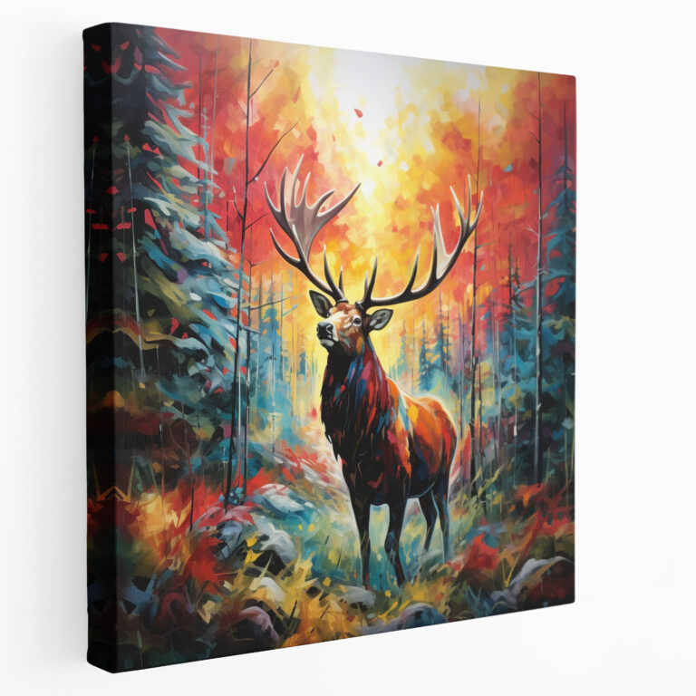 Elk Canvas Print - Majestic Elk Running Through A Vibrant Forest - Elk, Home Decoration, Wall Decoration, Canvas