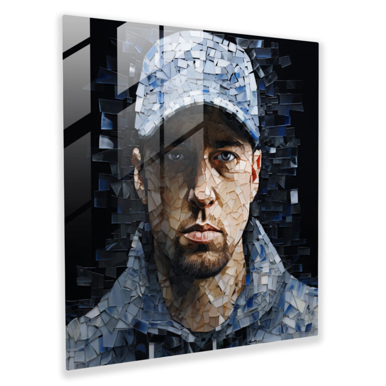 Eminem Glass Art - Contemporary Mosaic Home Decoration - Eminem, Shattered Glass Pieces, Glass Wall Art, Modern Art