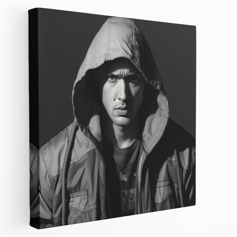 Eminem Black And White Canvas Print - Eminem, Home Decoration, Intensity, Wall Art