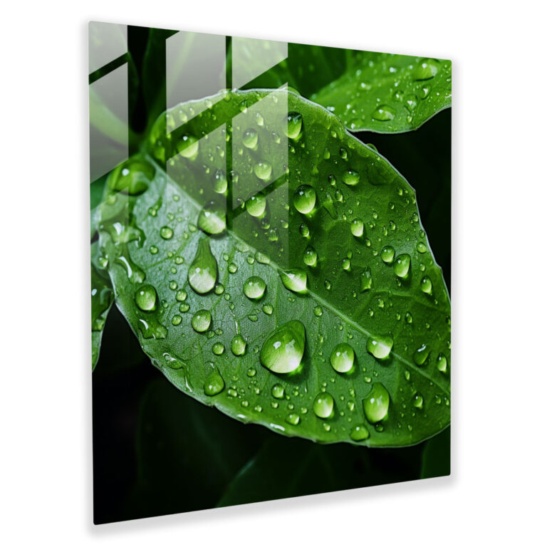 Leafy Oasis Glass Print - For Bathroom, Wall Decoration, Glass Art, Green Leaf