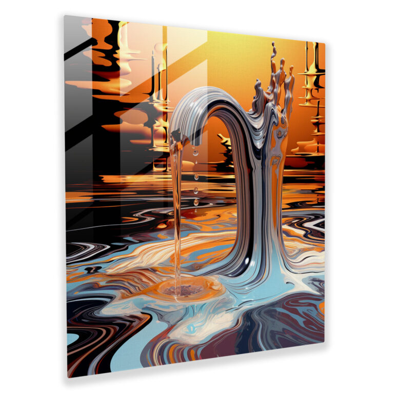 Bathroom Glass Print - Flowing Water - For Bathroom, Bathroom Theme, Surreal, Home Decoration