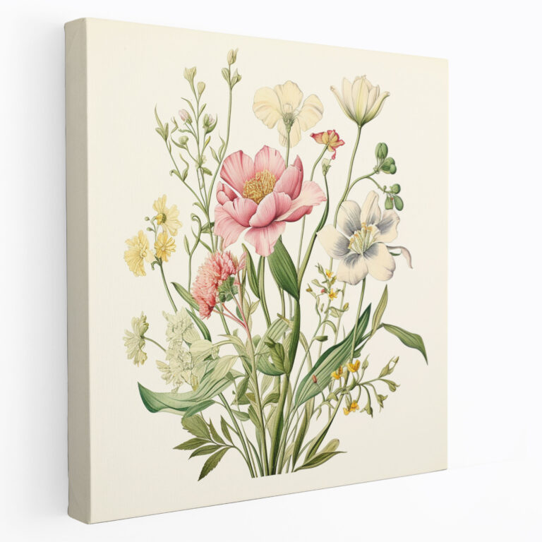 Botanical Garden Canvas Print - For Bathroom, Bathroom Wall Decoration, Botanical Garden Canvas Print, Botanical Illustration