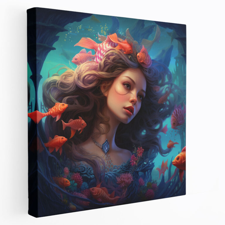 Underwater Kingdom Canvas Print - For Bathroom, Underwater Kingdom Canvas Print, Whimsical Home Decoration, Bathroom Wall Decoration
