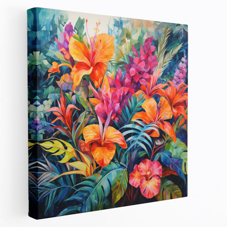 Tropical Oasis Canvas Print - For Bathroom, Home Decoration, Wall Decoration, Tropical Leaves