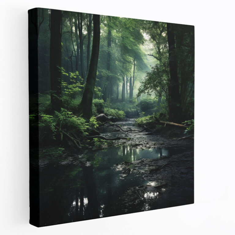 Nature's Retreat Canvas Print - For Bathroom, Tranquil Forest Scene, Canvas, Home Decoration