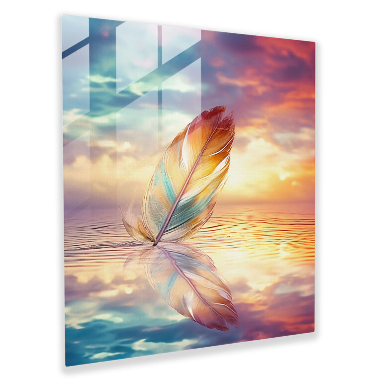 Tranquil Feather Glass Wall Art - Feather, Feather, Nature's Beauty, Glass Art